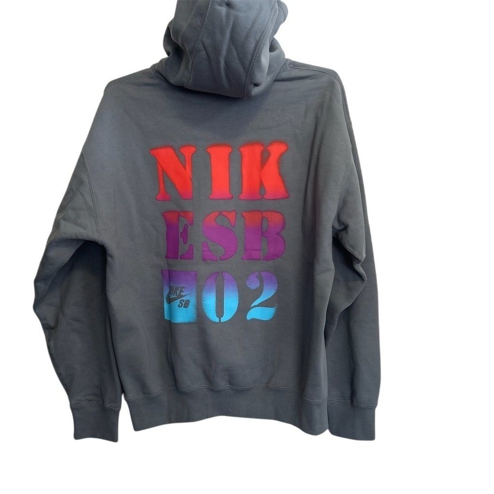 Nike SB Hoodie Mens Medium Gray Y2K Skate Pullover Heavy Vintage 2002